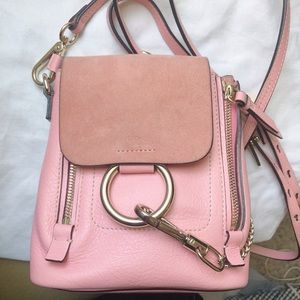 chloe pink calfskin quilted faye mini backpack
